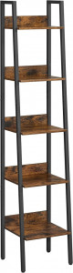 Raft tip Scară cu 5 Polițe Model Judson, Maro/Negru, 33.8x30x170 cm - Img 2