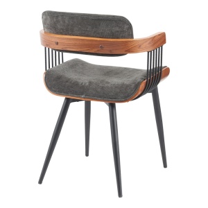Scaun Cameo, gri închis/nuc, 53x49.5x75.5 cm - Img 2