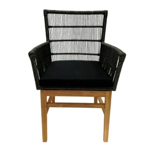 Scaun cu Brate Model Inca, Natur/Negru, 60x61x90 cm - Img 4