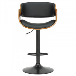 Scaun de bar, inaltime ajustabila, Model Hadley, Nuc/Negru, 54x59x113 cm - Img 4