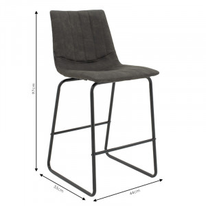 Scaun de bar Model Desirable, Negru/Gri deschis, 44x55x97 cm - Img 7