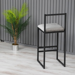Scaun de bar Model Nordic, Gri, 35x35x80 cm - Img 3