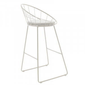 Scaun de bar Model Seth, Alb, 52x52x96 cm - Img 2