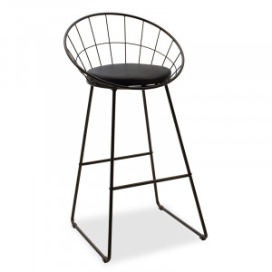Scaun de bar Model Seth, Negru, 52x52x96 cm - Img 1