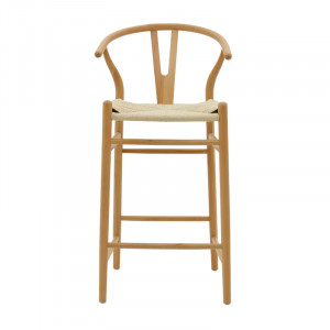 Scaun de bar Model Wishbone, Natur, 53x54x107 cm - Img 4