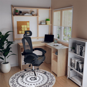 Scaun de birou manager cu suport pentru picioare Titan Premium Quality tesatura de calitate superioara - plasa neagra - Img 2