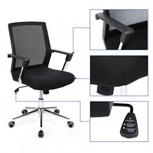 Scaun de birou, Songmics, Negru, 61x55x(92-102) cm - Img 5