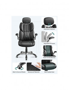 Scaun de birou, Songmics, OBG65BK, Negru, 75 x 70 x 137 cm - Img 3