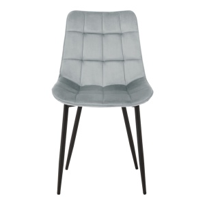 Scaun dining Berne, tapițat cu catifea, Gri/Negru, 53 × 57 × 87 cm - Img 4