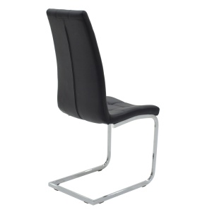 Scaun dining Darrell, tapițat cu piele ecologică, cadru metalic cromat, Negru/Crom, 42 × 49 × 106 cm - Img 2