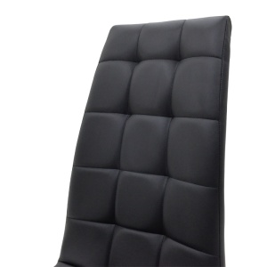Scaun dining Darrell, tapițat cu piele ecologică, cadru metalic cromat, Negru/Crom, 42 × 49 × 106 cm - Img 6