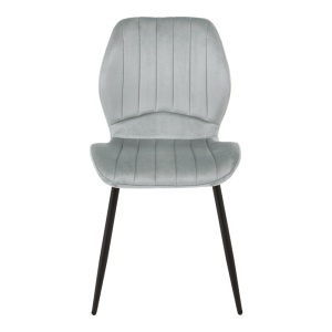 Scaun dining Jelour, tapițat cu catifea, Gri/Negru, 55 × 54,5 × 84,5 cm - Img 4