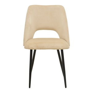 Scaun dining Nelda, tapițat cu catifea, Bej/Negru, 44 × 58 × 82 cm - Img 5