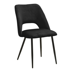 Scaun dining Nelda, tapițat cu catifea, Negru, 44 × 58 × 82 cm - Img 2