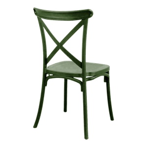 Scaun Grădină Crossie, Stivuibil, Polipropilenă, Verde Închis, 38x46.5x82 cm - Img 3