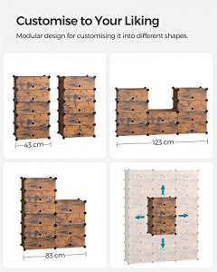 Set 10 cuburi din plastic pentru depozitare, Songmics, Auriu-Negru, 43x31x173 cm - Img 4