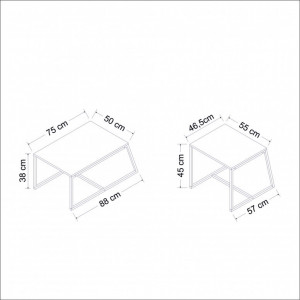 Set 2 Masute de Cafea Model Lucas, 75x50x38/55x57x45 cm, Alb - Img 5