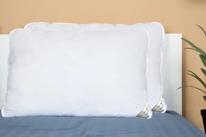 Set 2 perne din puf și pană de rață, husă 100% bumbac, Alb, 50 × 70 cm - Img 2