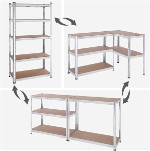 Set 2 Rafturi, Songmics, 5 rafturi, 180 x 90 x 40 cm, Silver, GLR040E02 - Img 5