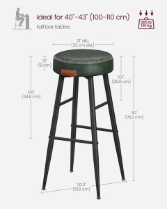 Set 2 scaune de bar Model Emberly, Verde/Negru, 51.6x51.6x75 cm - Img 3