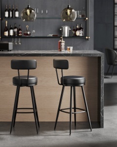 Set 2 scaune de bar Vasagle Negru 56x56x101.5 cm - Img 2