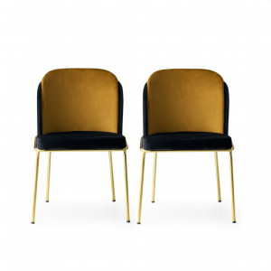 Set 2 scaune Model Dore, Negru/Auriu, 54x55x86 cm - Img 1