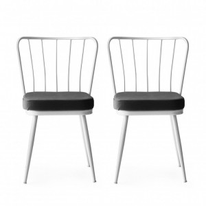 Set 2 scaune Model Star, Negru/Alb, 43x42x82 cm - Img 1