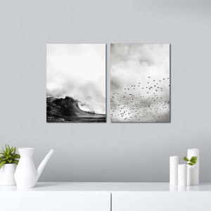 Set 2 tablouri decorative PWF-0195 2468 Multicolor 60x2,7x40cm - Img 2