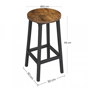 Set 4 scaune de bar, Vasagle, Negru, 30x30x65 cm - Img 1