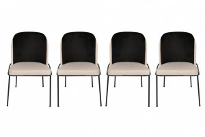Set 4 scaune Model Dore, Crem/Negru, 54x55x86 cm - Img 5