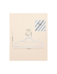 Set 50 umerașe din catifea, antialunecare, cârlig rotativ 360°, Alb/Argintiu, 43,5 × 22,5 × 0,6 cm - Img 5