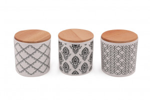 Set 6 cutii de depozitare alimente Ares Storage Box 12 cm 3 Pieces, Alb- Negru - Img 3