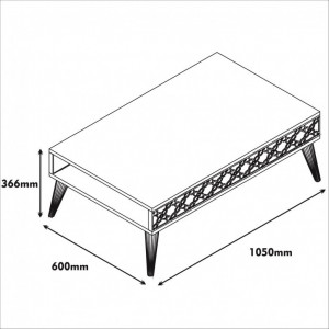 Set Comoda TV si Masuta de Cafea Model Patterson, 105x60x36.6 cm, Nuc/Crem - Img 3