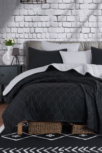 Set Cuvertura Pat Dublu Model Solid Black, Grey - Img 2
