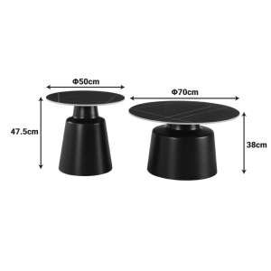 Set de 2 măsuțe de cafea Dualis, negru marmorat, 50x50x48.5 cm și 70x70x38 cm - Img 4