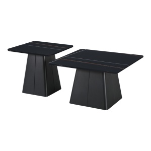 Set de 2 măsuțe de cafea Square, negru marmorat, 80x80x40 cm și 60x60x50 cm - Img 2