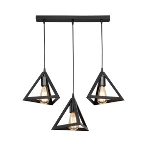 Set de 3 lustre Lich, negru, 60x24x75 cm - Img 3