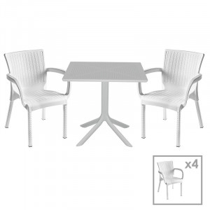 Set de gradina masa si scaune Groovy-Festive set 5 piese plastic alb 80x80x74.5cm - Img 1