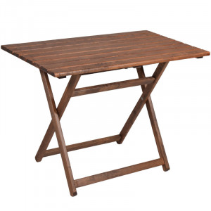 Set de gradina masa si scaune Retto 5 bucati din lemn masiv de fag culoarea nuc, PVC bej 80x60x72cm - Img 3