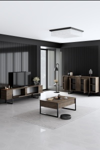 Set de mobilier pentru camera de zi Model Luxe, Nuc/Negru - Img 8