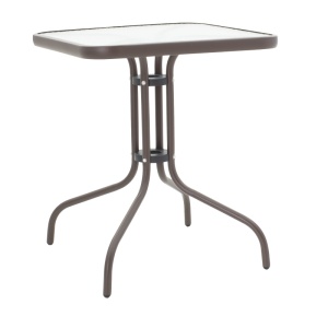 Set masa de gradina si scaune, Model Obbi-Watson, culoare maro, metal si poliratan, 60x60x70 cm - Img 3