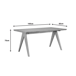 Set masă și 6 scaune Winslow, Nuc deschis/Natural/Gri deschis, 160 x 85 x 75 cm - Img 11