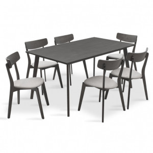 Set Masa si Scaune Benson-Toto 7 Piese Gri Rustic 150x90x75 cm