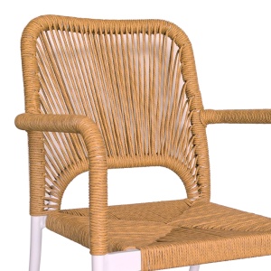 Set Masa si Scaune de Exterior, 7 Piese, Model Nares-Norture, Natural/Alb, 180x90x72.5 cm - Img 6