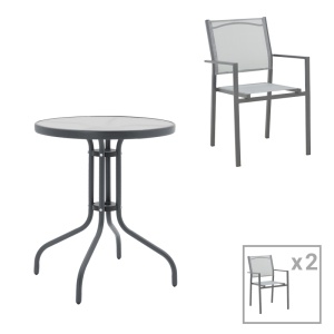 Set Masa si Scaune de Gradina, 3 Piese, Model Watson-Confidence, Antracit, D60x70 cm
