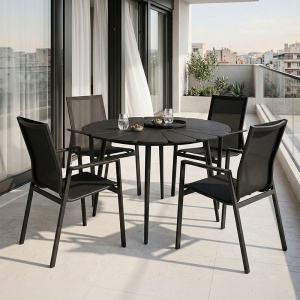 Set masă și scaune Pinap-Dashiell, 5 piese, negru