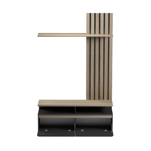 Set mobilă living Perlento, negru/sonoma, 140x41x219.5 cm - Img 2