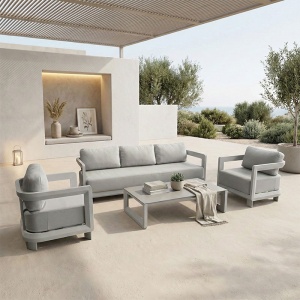 Set mobilier de grădină Jenora, 4 piese, bej/gri deschis