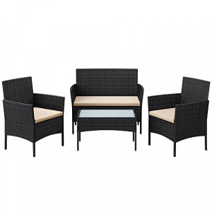Set mobilier de gradina, Songmics, Negru, 58x49x85 cm - Img 2