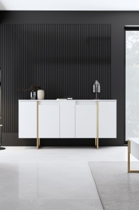 Set mobilier living Model Luxe, Alb/Auriu, 160x35x80 cm - Img 6